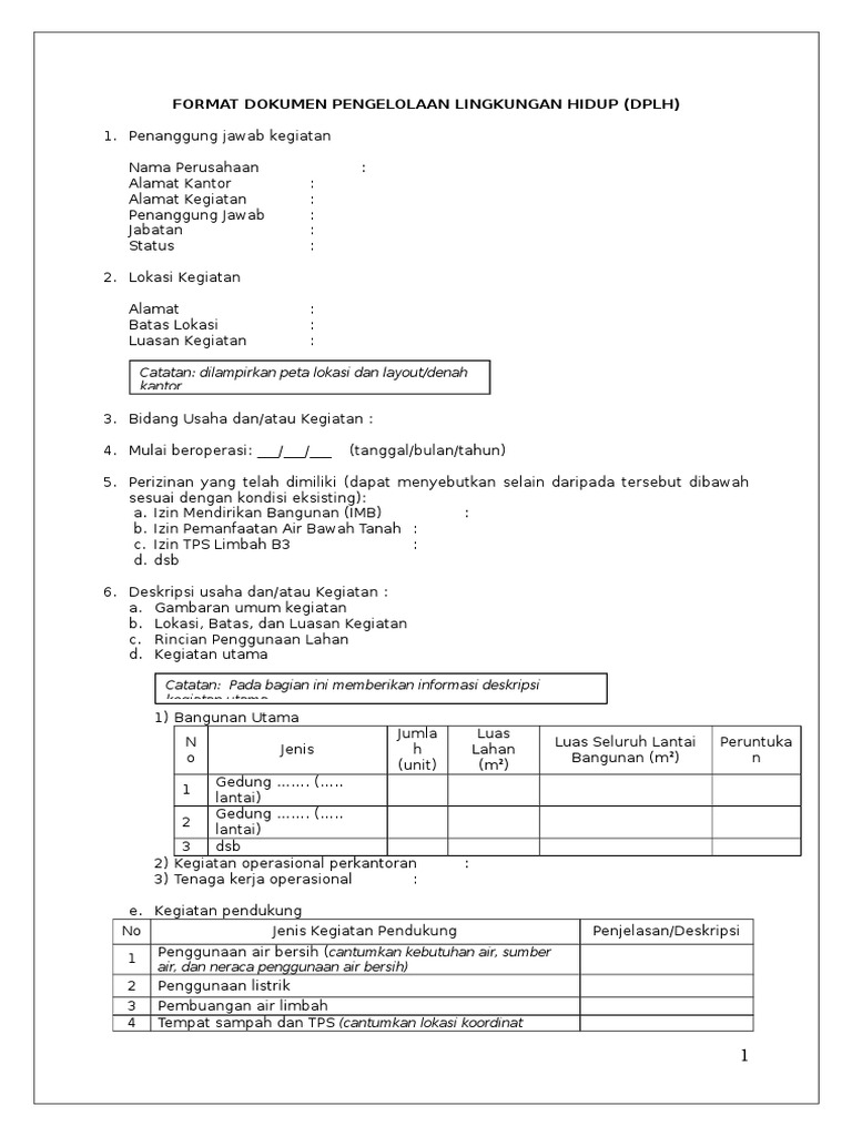 Format Dokumen DPLH Lengkap | PDF | Sains & Matematika
