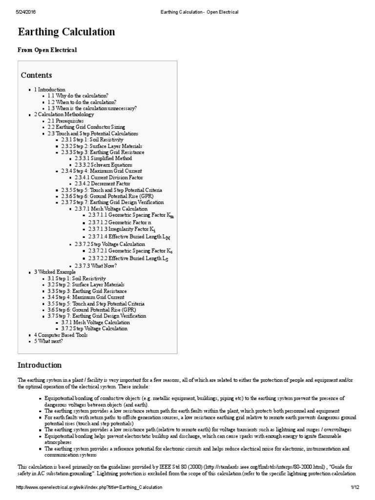 Earthing Calculation Methodology | PDF | Electrical Resistivity And ...