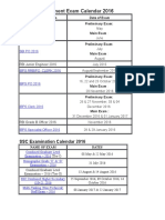 Bank Recruitment Exam Calendar 2016