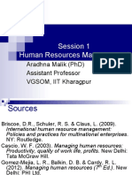 Session 1 Human Resources Management I: Aradhna Malik (PHD) Assistant Professor Vgsom, Iit Kharagpur