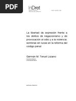 LOZANO, German Teruel. La Libertad de Expresión Frente a Los Delitos de Negacionismo y Incitacion Al Odio...