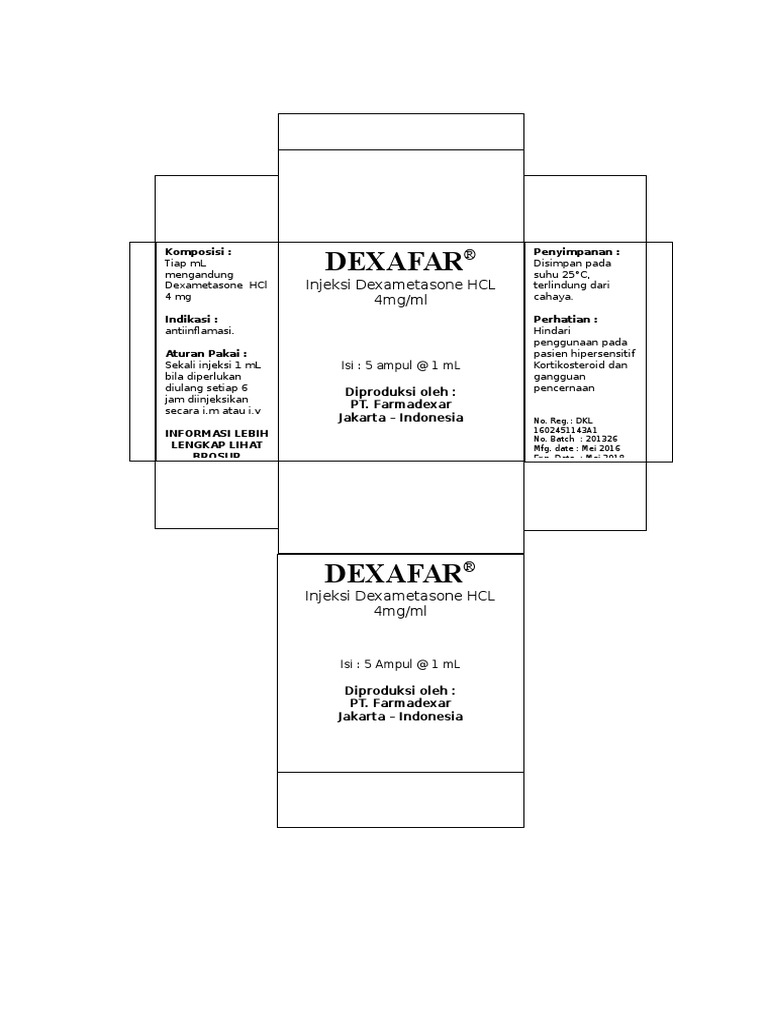 DEXAFAR®: Injeksi Dexametasone 4mg/ml | PDF