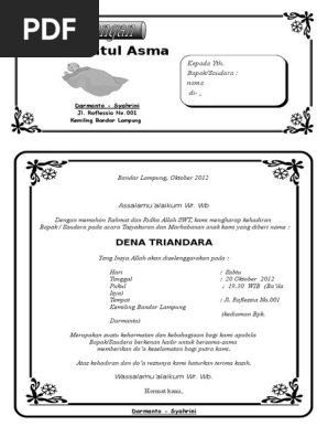 Contoh Surat Undangan Pemberian Nama Bayi