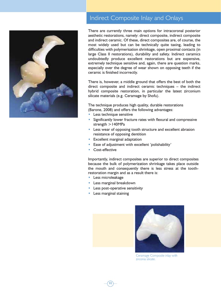 Indirect Composite Inlays and Onlays Guide | PDF | Dental Composite ...