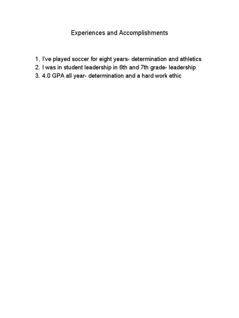Experiences and Accomplishments | PDF