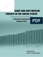 Anti-Immigrant and Anti-Muslim Threats in The United States: A Quarterly Assessment - Summer 2016