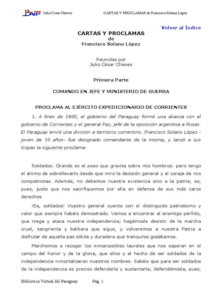 Proclamas de Solano López en Corrientes | PDF | Paraguay | Nacionalidad
