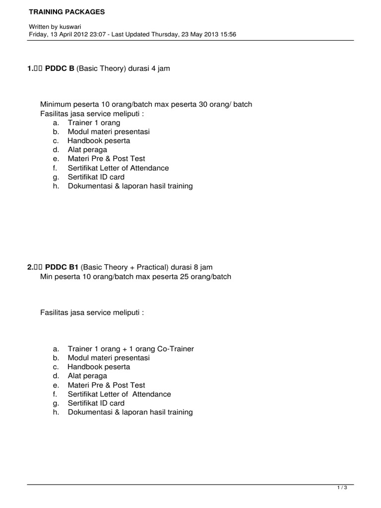 Comprehensive Training Packages Overview | PDF | Career & Growth ...