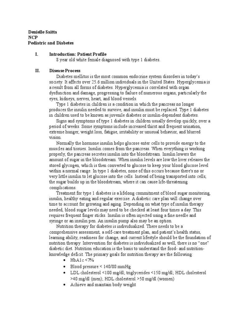 Pediatric Type 1 Diabetes Case Study | PDF | Diabetes Mellitus Type 1 ...