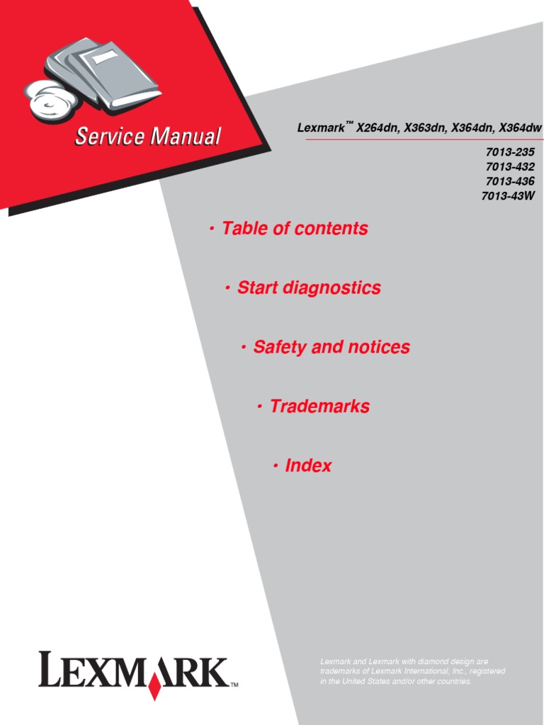LEXMARK X264dn Service Manual | PDF | Implied Warranty | Trademark