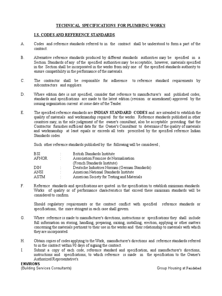 Plumbing Technical Specifications Guide | PDF | Pipe (Fluid Conveyance ...