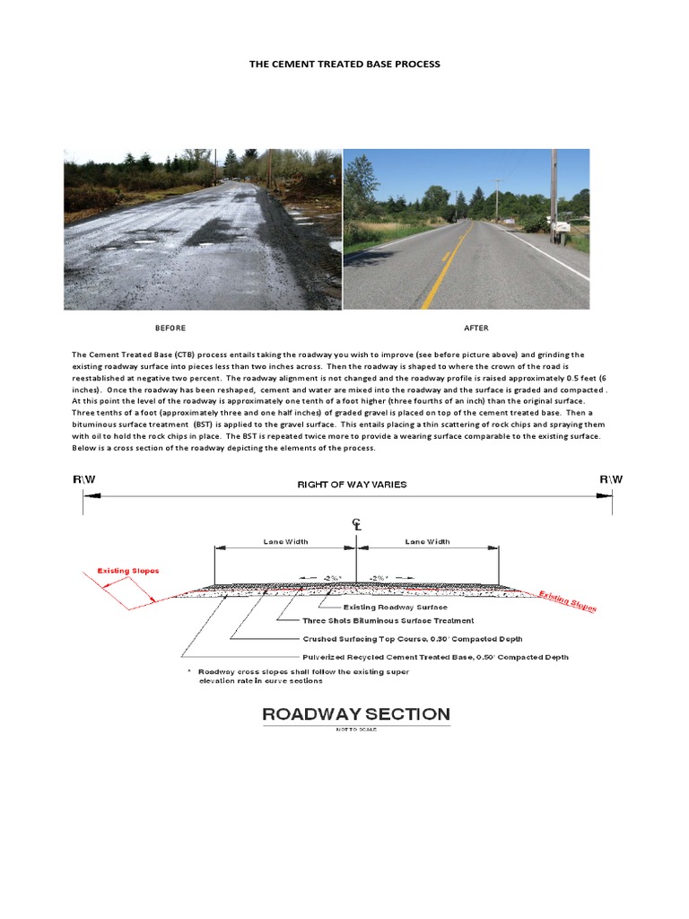 Cement Treated Base Process in Roadwork | PDF
