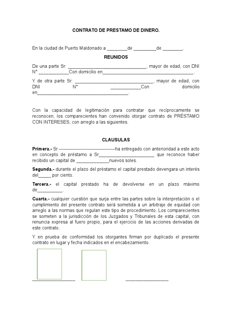 Contrato de Prestamo de Dinero - Copia | Derecho privado | Gobierno