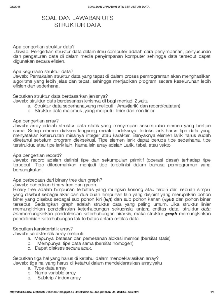 Soal Dan Jawaban Uts Struktur Data Http Topmovies31 Xyz