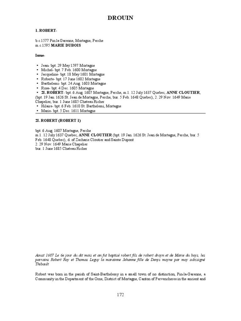 Drouin Genealogy PDF