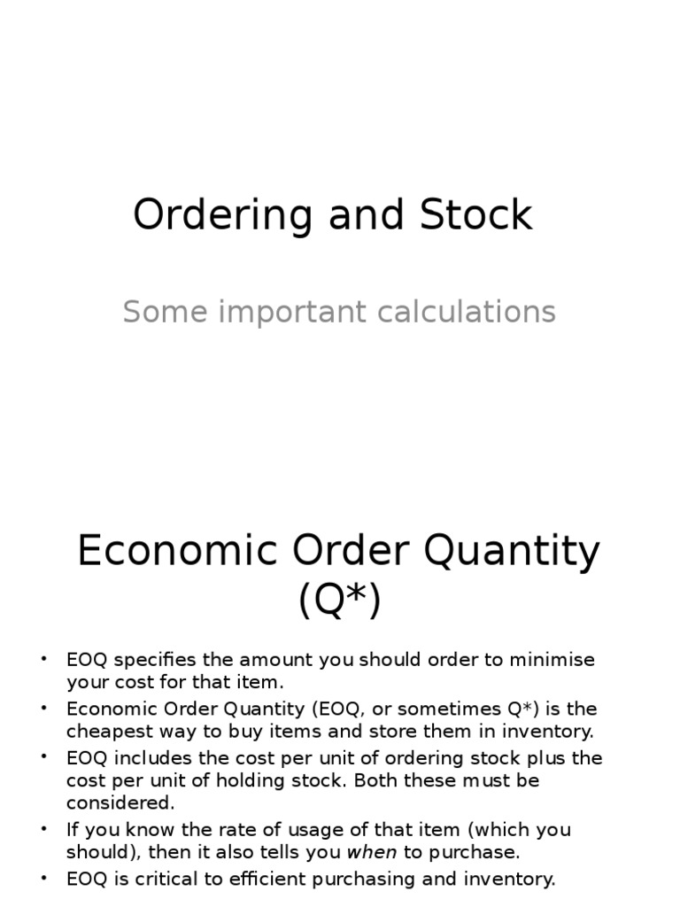 Economic Order Quantity and Safety Stock Calculations | PDF | Normal ...
