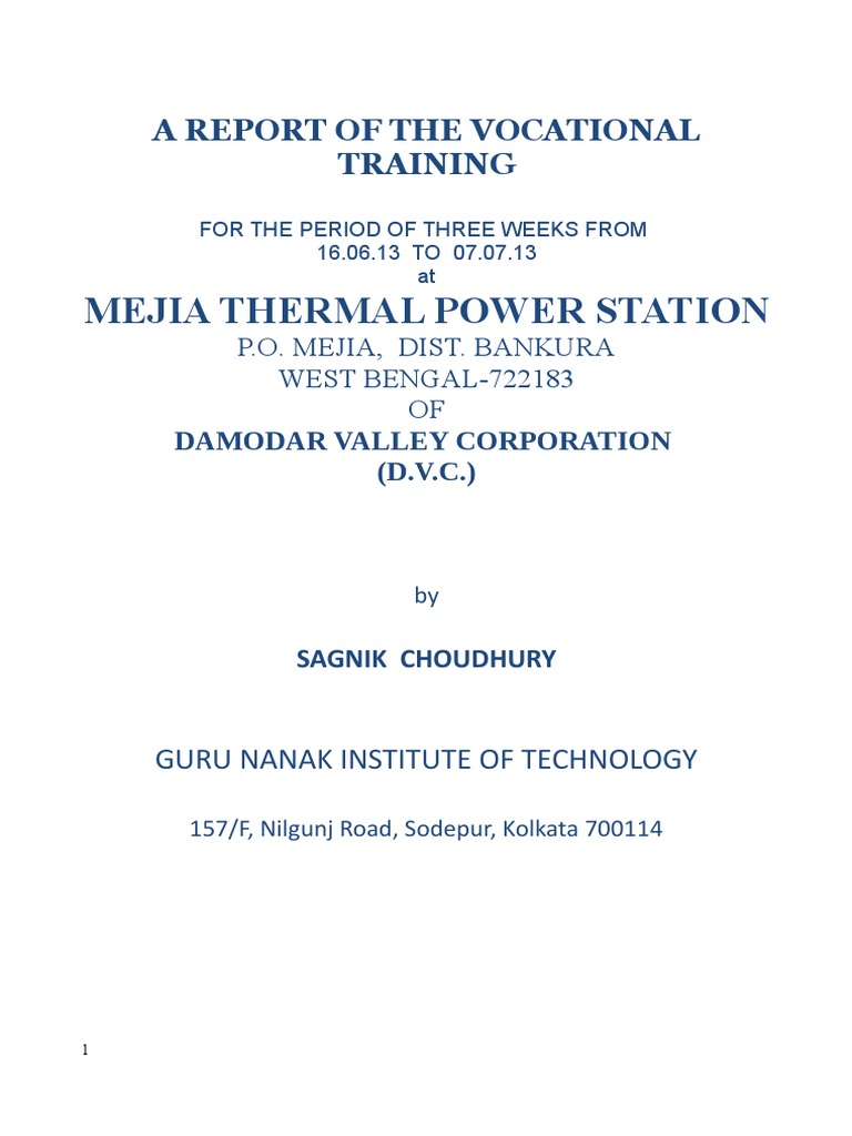 DVC Mejia Thermal Power Station Report | PDF | Electrical Substation ...