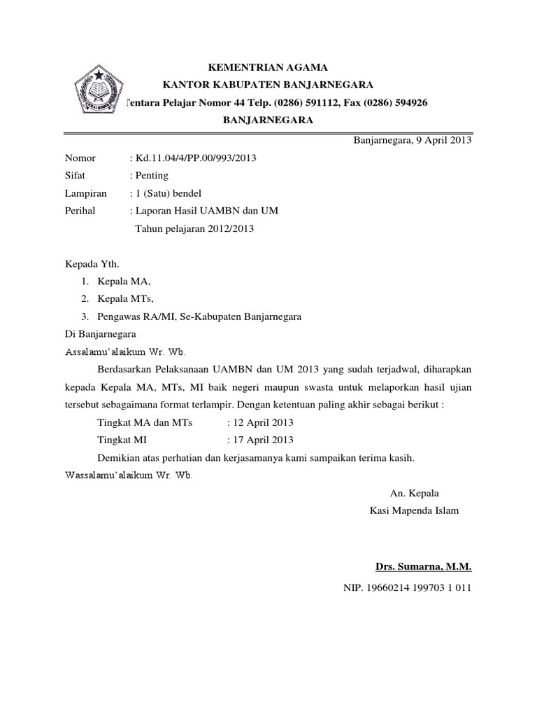 Contoh Surat Resmi Dinas Pendidikan Pdf Nusagates