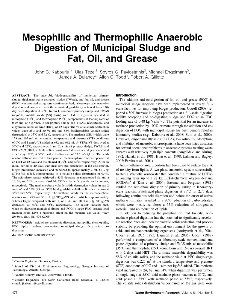 Anaerobic Digestion of Sludge and FOG | PDF | Anaerobic Digestion | Fat
