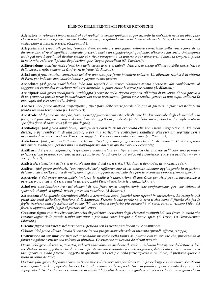 Esercizi Online Sulle Figure Retoriche