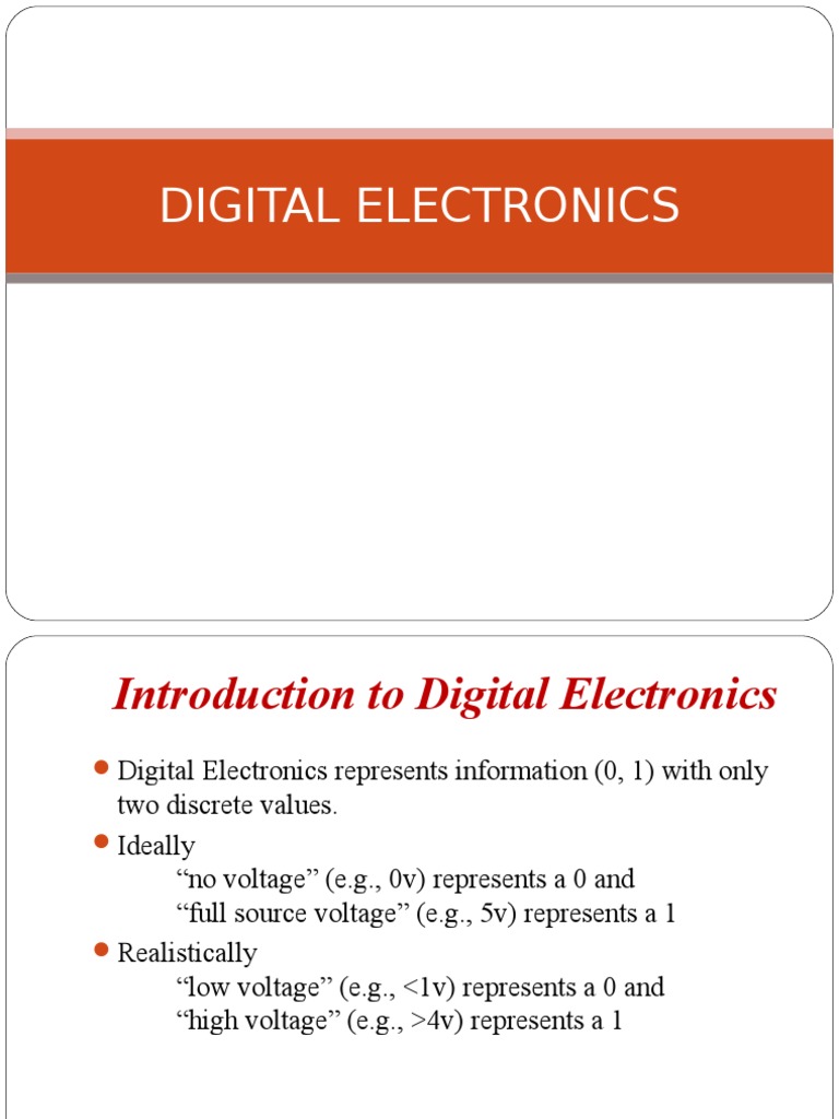 Digital Electronics Introduction PDF Digital Signal Integrated