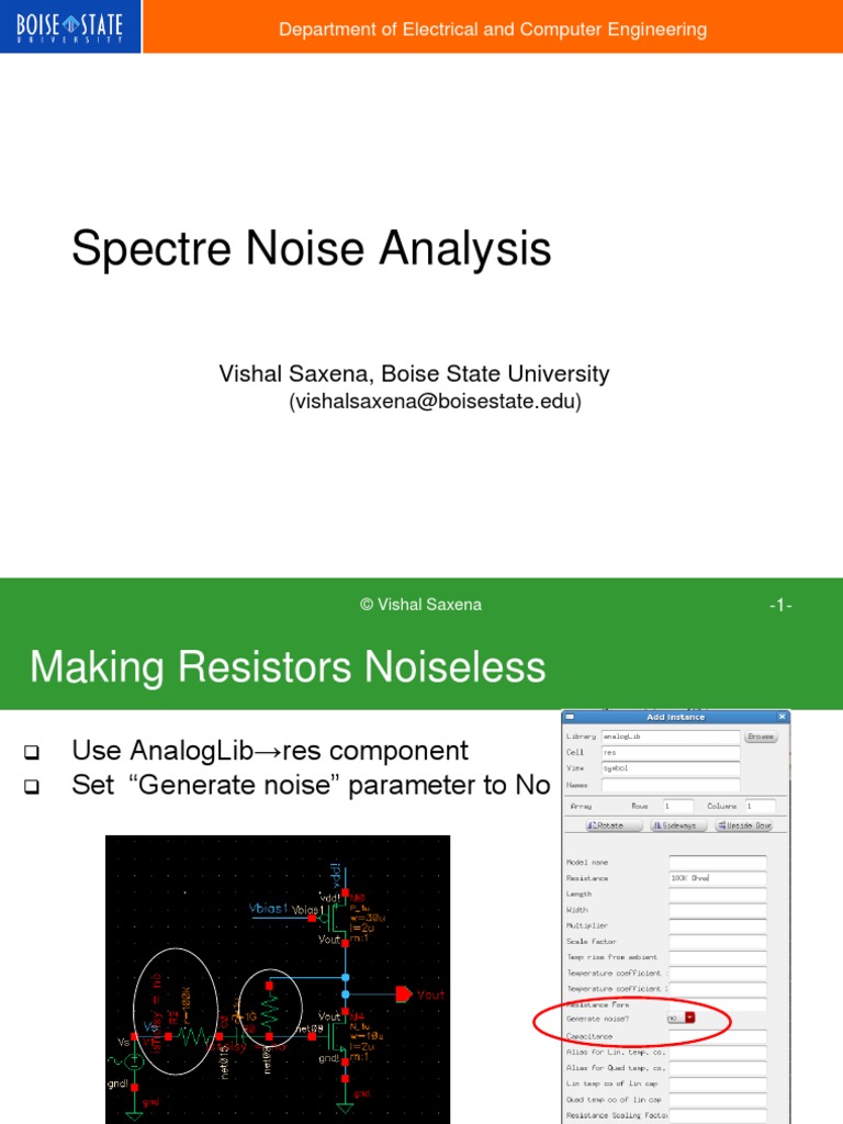 Spectre Noise Analysis | PDF | Spectral Density | Electromagnetism