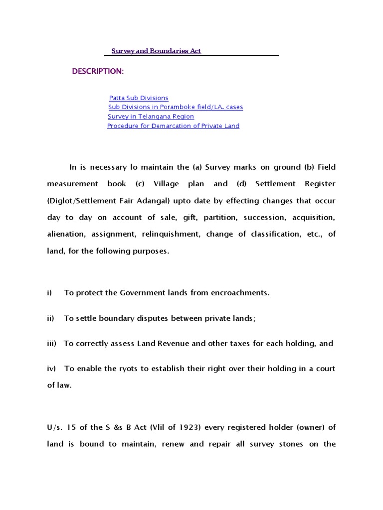 D Cclaacts Manualssurveythe Survey And Boundaries Act Of - 1548681993 v 1
