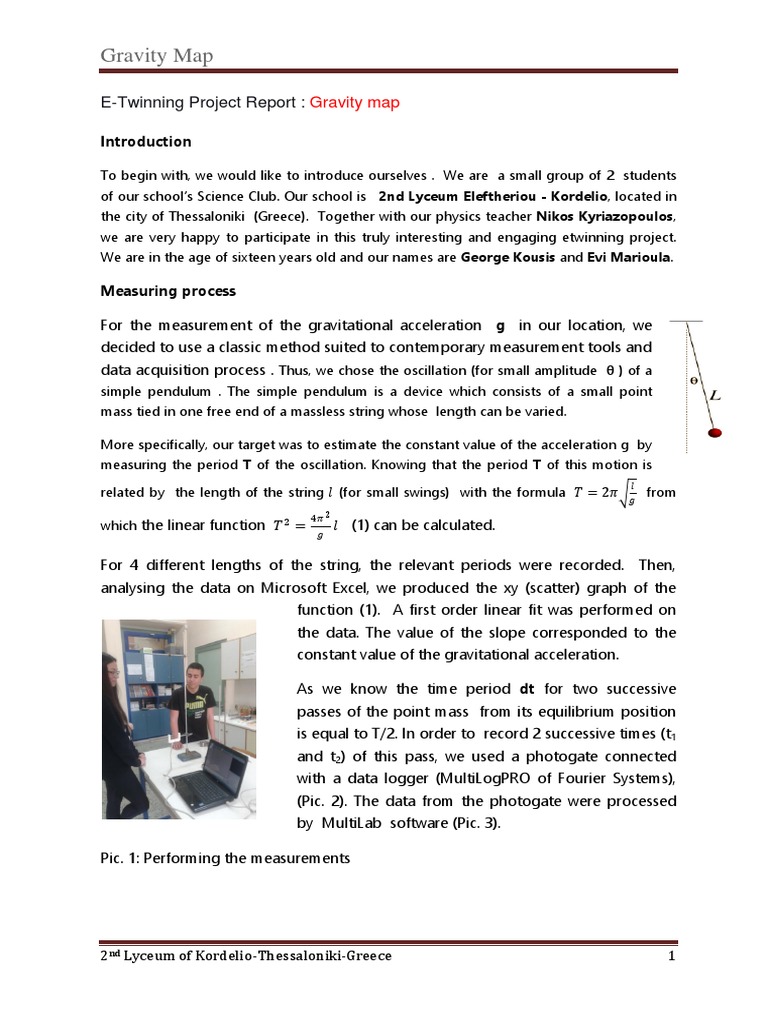 Measuring G - Thessaloniki | PDF | Pendulum | Gravity