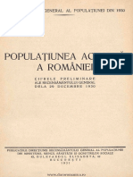 1930 Recensamant Cifre Preliminare Populatia