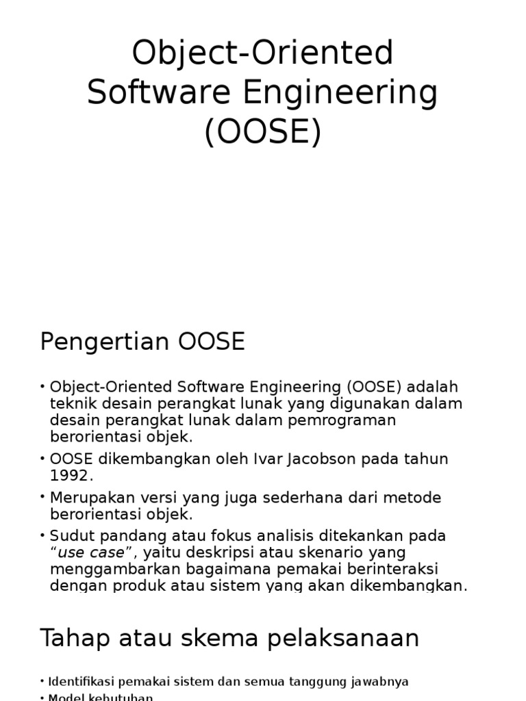 Object Oriented Software Engineering OOSE 