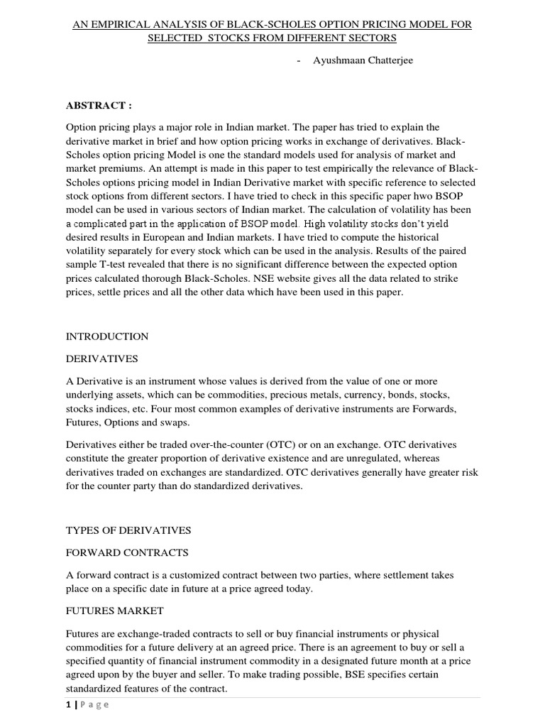 Black Scholes Option Pricing Model For Selected Stocks | PDF | Futures ...