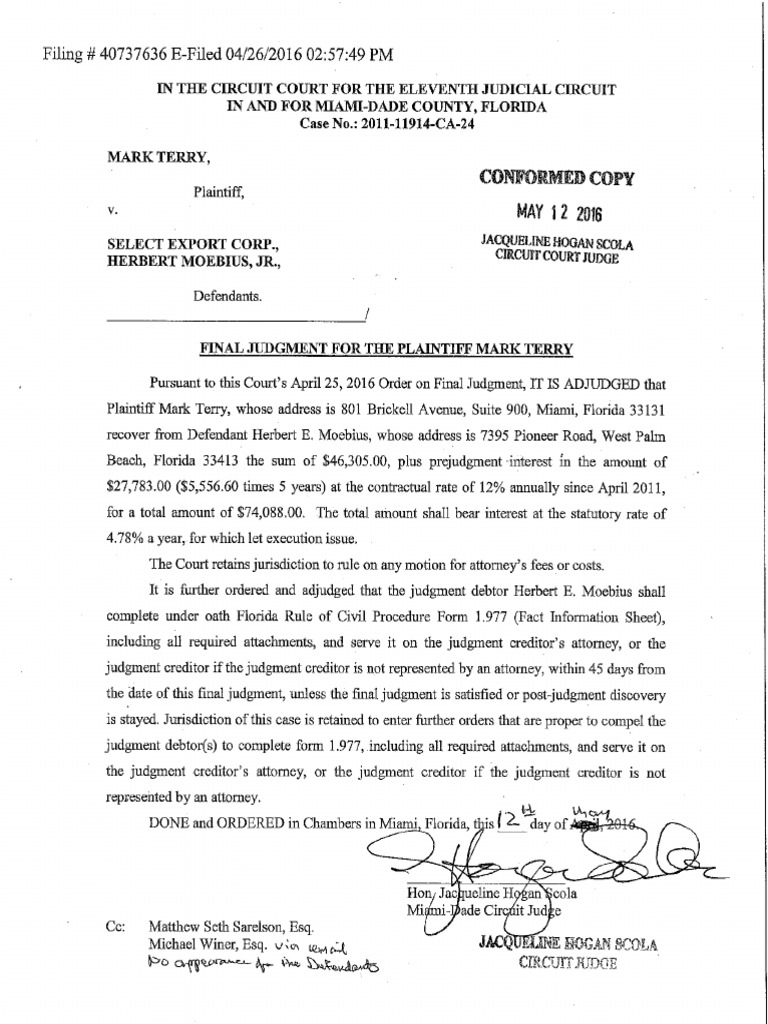 Final Judgment and Order Granting Fees | PDF