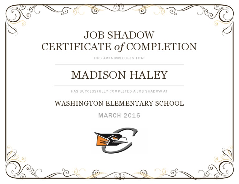 Job Shadow Certificate | PDF