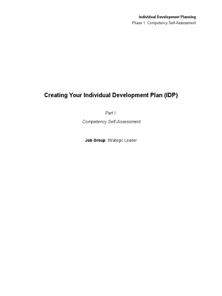 IDP Competency Self-Assessment Guide | PDF | Competence (Human ...