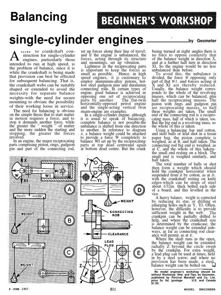 Balancing Single Cylinder Crankshafts | PDF | Piston | Engine Technology