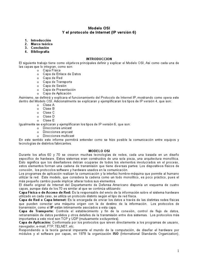 Modelo OSI y Protocolo IP Explicado | PDF | Protocolos de internet ...