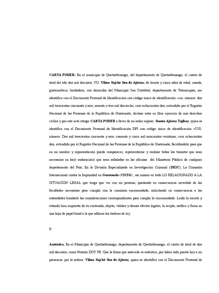 Carta Poder Penal