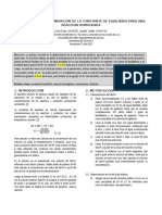 Determinaciòn de La Constante de Equilibrio de Una Reaccion Homogenea