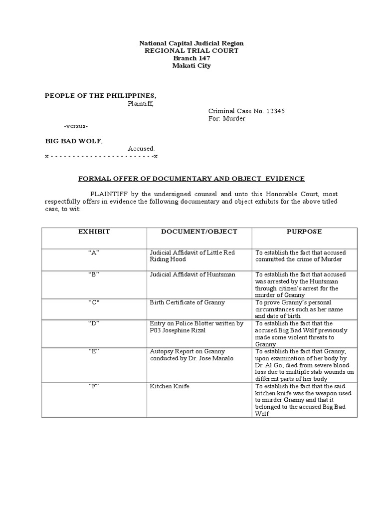 Formal Offer of Evidence in Murder Case | PDF