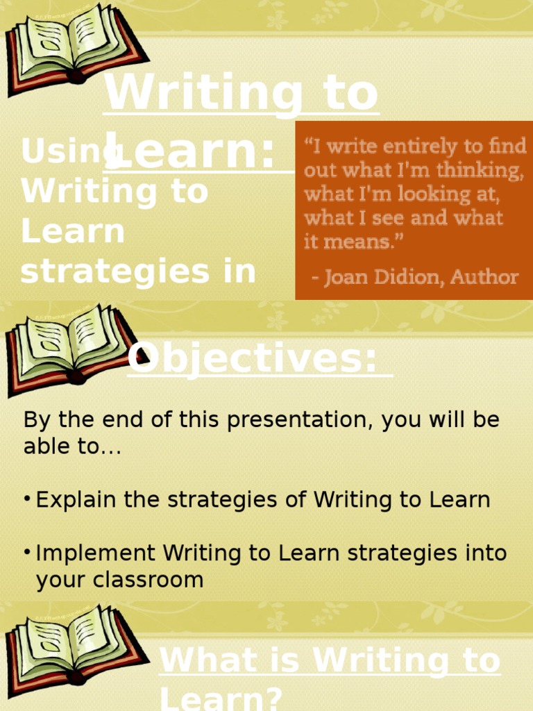 Writing To Learn Strategies PDF Essays Learning