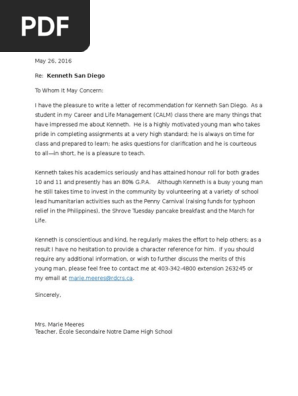 Reference Letter