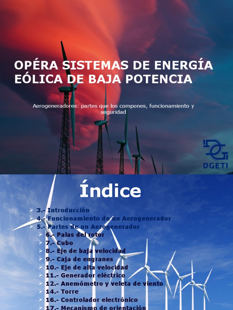 Partes y funcionamiento de aerogeneradores | PDF | Turbina eólica ...