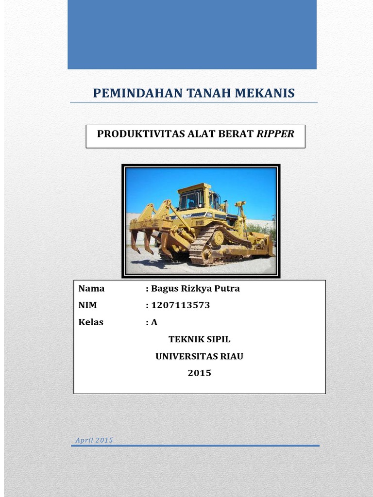 Produktivitas Alat Berat Ripper | PDF | Teknologi & Rekayasa