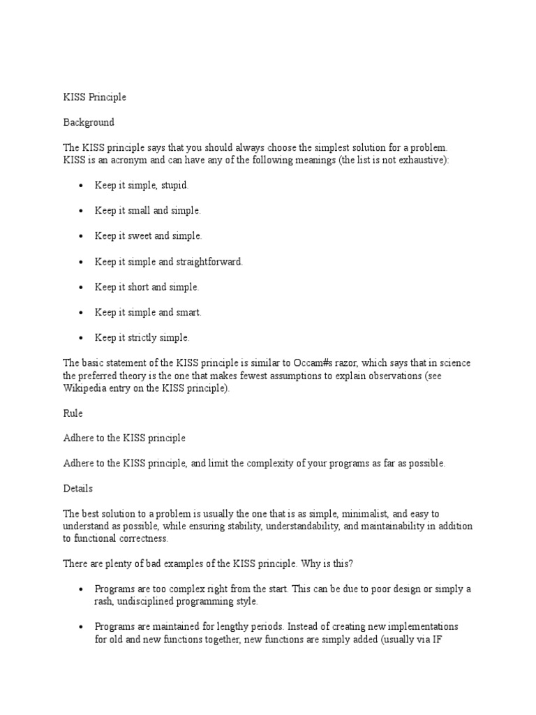 KISS Principle Modularity Systems Engineering