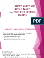 Auditor's Analysis of Relevant Costs for Decision Making