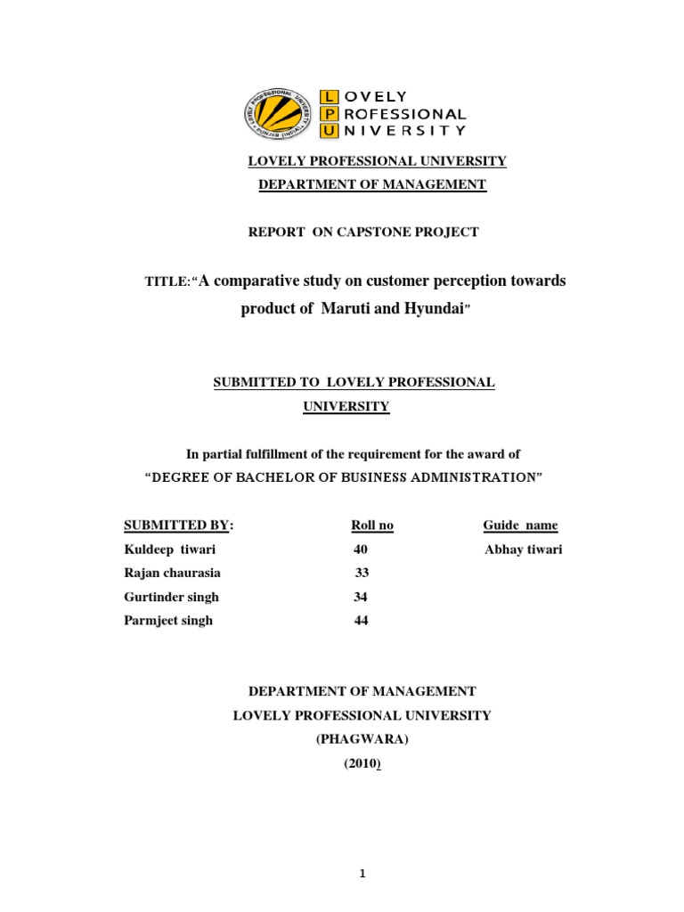 Capstone Project PDF Car Automotive Industry