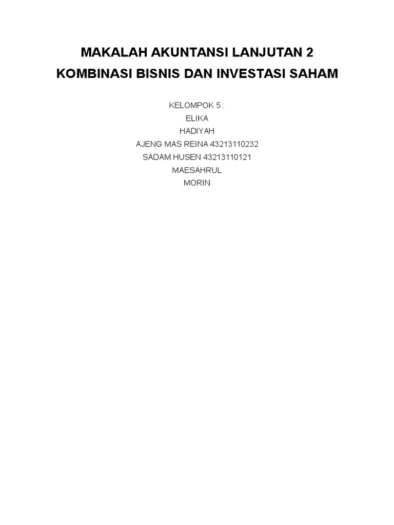 Makalah Akl2 Kombinasi Bisnis Dan Investasi Saham 1