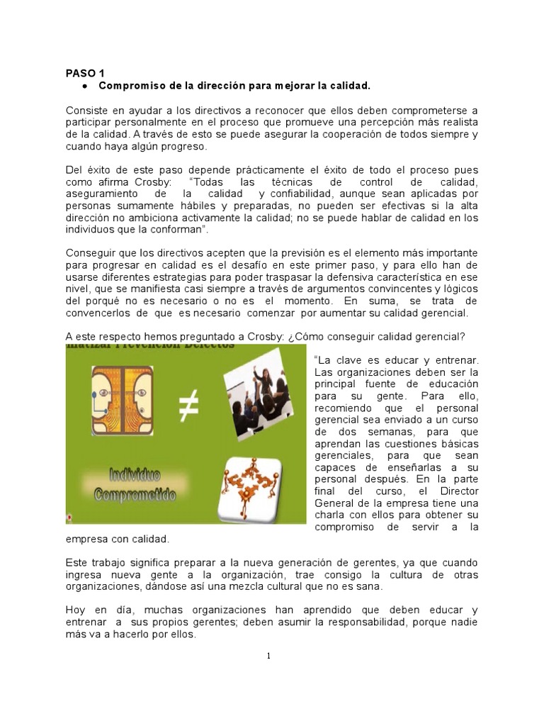 14 Pasos de Crosby para Mejorar Calidad | PDF | Calidad (comercial ...