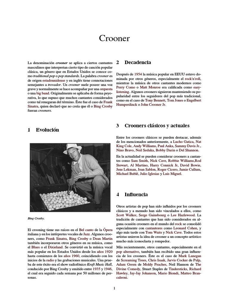Historia y evolución del crooner | PDF | Cantantes | Músicos