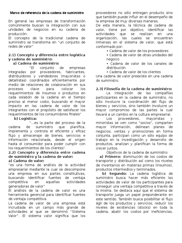 Diferencia Entre Cadena de Suministro y Logística. | PDF | Cadena de ...